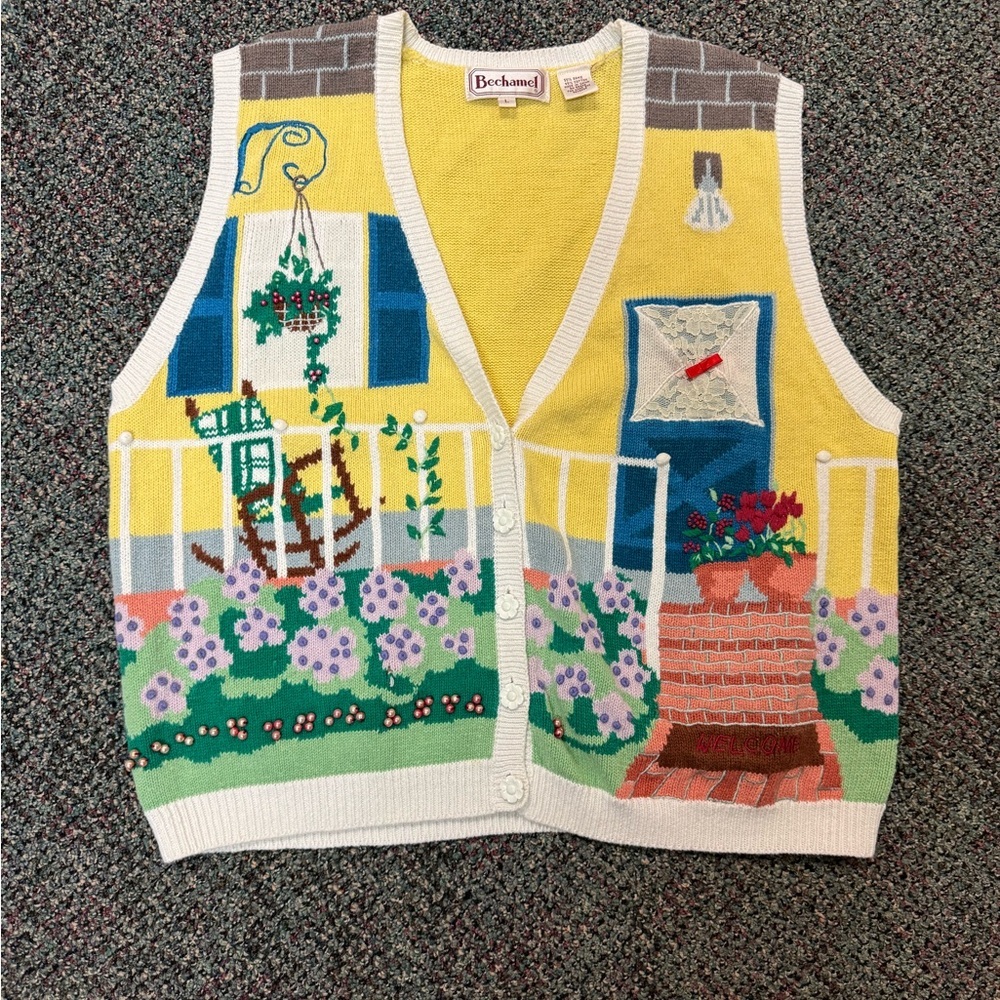 Vintage Bechamel Cottagecore Sweater Vest Size Large